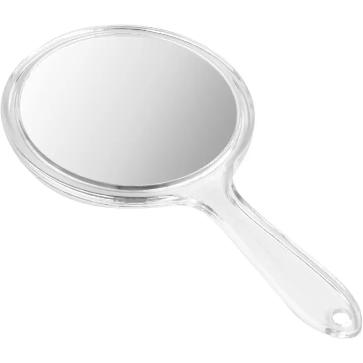 Espejo de mano con asa, espejo de tocador de doble cara con aumento 1X/3X, espejo de tocador redondo para maquillaje diario de damas. - 1