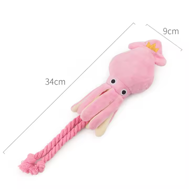 Juguete De Perro Pequeño Lindo Calamar Sonido BB Peluche Rosa Mordedor Con Ropa Para Gatos Juguetes Para Mascotas Squeak - 1