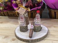 Lote de 10 miniaturas de bebida de 5 cl con chocolate en bolsa de regalo con lazo - Regalos originales para invitados de boda, aniversarios, comuniones, bautizos, cumpleaños, despedidas de soltero/soltera - details 0