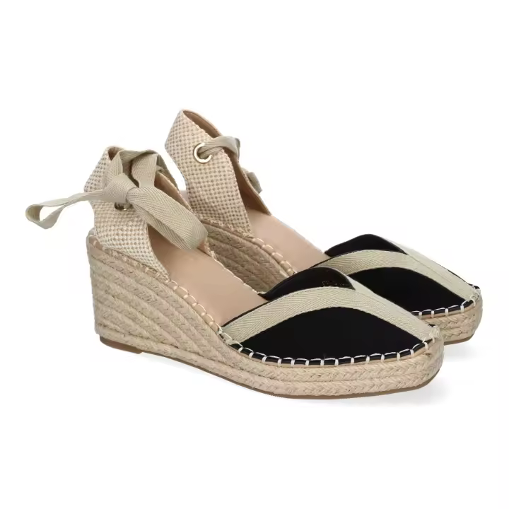 PuntoSalao Sandalias de cuña en esparto para mujer color negro CF-5183 - 1
