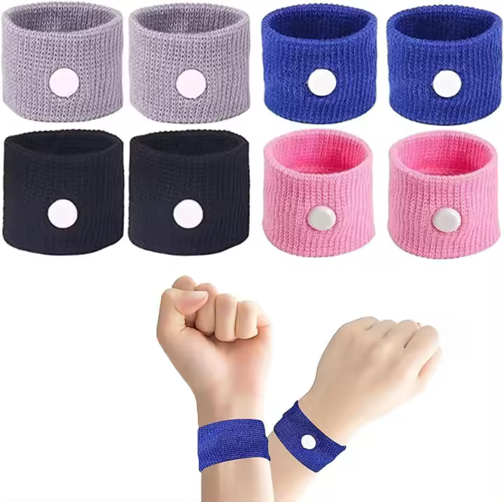 8 piezas de viaje de alivio de la diversión pulseras de acupresión contra las náuseas Pulsera de acupresión Mareo embarazada para el viaje en coche. - 1
