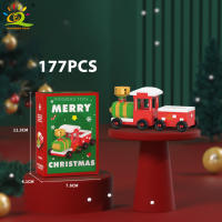 Bloques De Construcción Micro Navidad HUIQIBAO Con Modelo De Tren De Santa Claus Yegua Elfos Y Payaso Juguetes Para Niños Regalos De Xmas - details 2