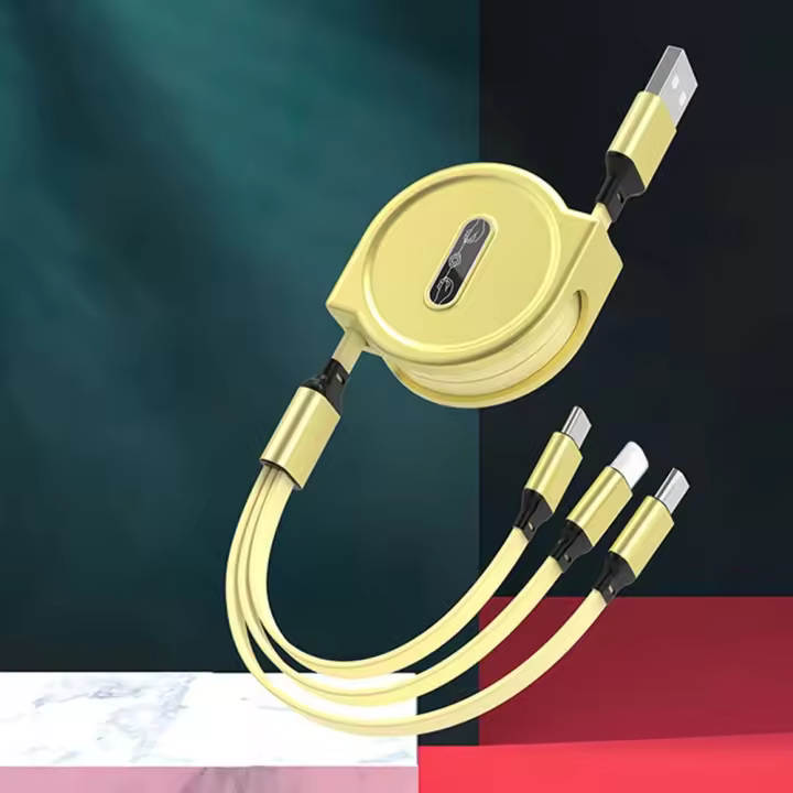 Cable De Datos Para Móvil NNBILI 2024 Nuevo Retráctil Carga Rápida Para Android Tipo-C Apple Xiaomi Samsung Tejido Tres En Uno - 1
