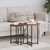 Mesa Lateral vidaXL 2 pcs Madera de Roble Ahumada, Madera Ingenierizada y Metal - details 0
