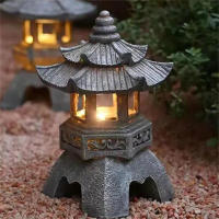 Estatua De Pagoda Solar Para Jardín Exterior Decoración Zen Con Luz LED Saltarina Luces De Jardín De Resina Estilo Japonés - details 10