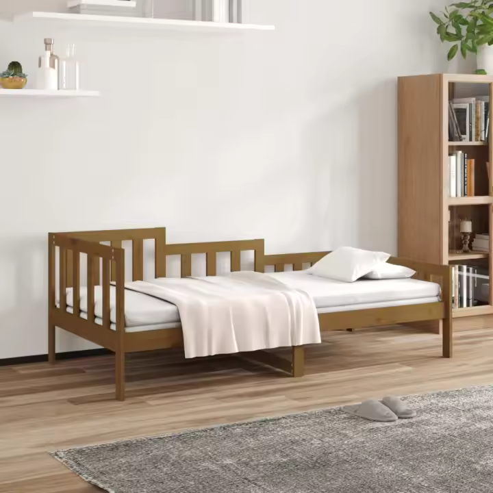 Sofá Cama de Madera Maciza de Pino Marron Miel 90x190 cm - 1