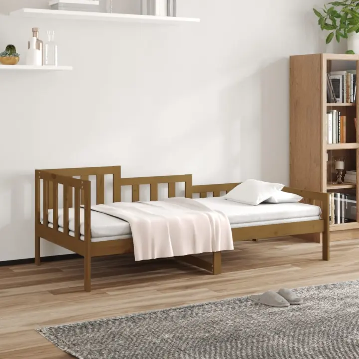 Sofá Cama de Madera Maciza de Pino Marron Miel 90x190 cm - 1