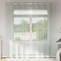 vidaXL Cortinas de gasa con ojales 2 uds negro140x225 cm en color Negro/Blanco/Tuquesa y más | protección solar decorativa para ventanas hogar oficina dormitorio fácil de instalar - details 6