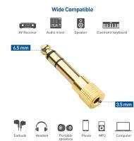 Adaptador de auriculares 6,35mm macho a 3,5mm hembra adaptador estéreo de audio, para teclado amplificador de piano digital auricular, etc, 2 paquetes - details 1