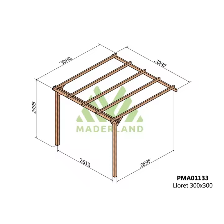 Pérgola de Madera Maciza Adosada Lloret (Maderland) - 1