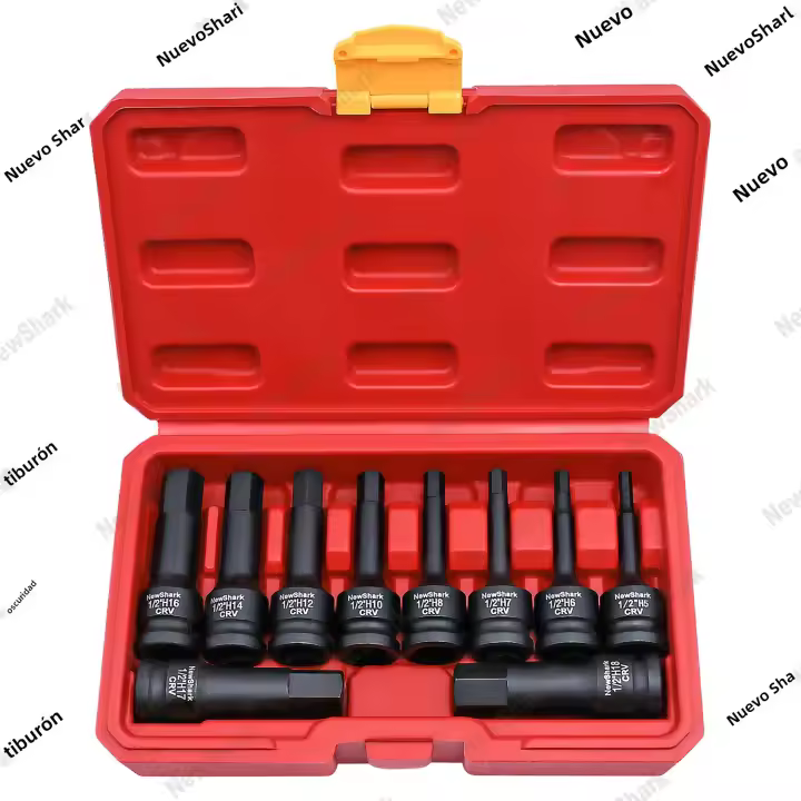 Juego De Destornilladores Hexagonales De Impacto 1/2" Drive Master 10 Piezas SAE/Metrica Marcaciones Doble Tamaño Almacenamiento Pesado Duty Cumple Estándares - 1