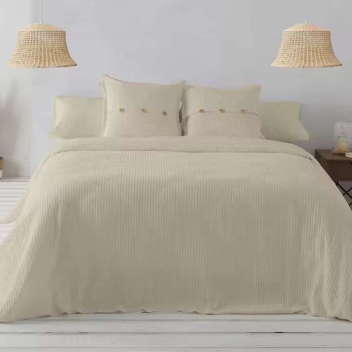Dúo de funda nórdica de algodón Banús piedra - Cama de 180 cm - Cierre con clips - Fijalo - 1