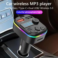 Transmisor De Radio FM Para Coche 2025 Con Soporte Para Tarjeta TF Y USB Doble USB Tipo C Reproductor MP3 Para Teléfono Móvil Con Carga Inalámbrica - details 0
