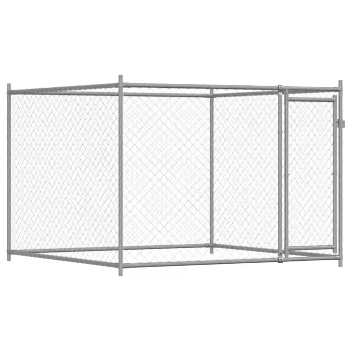 vidaXL Jaula de Perros con Puerta Perrera Caseta Corral Acero Galvanizado Gris Dimensiones 2 x 2 x 1.5 m,  4 x 2 x 1.5 m,  6 x 2 x 1.5 m y mas - 1
