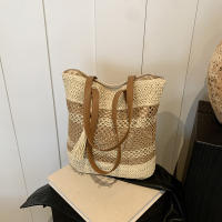 Bolso De Hombro De Paja Para Mujer De Verano De Alta Calidad Bolso De Viaje Hecho a Mano Gran Capacidad De Bolsas De Playa Estilo De Cesta Con Cierre De Cremallera - details 2