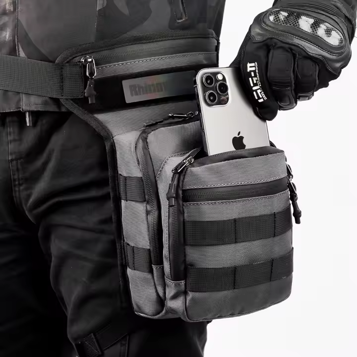 Bolsa De Cintura Para Motocicleta Rhinowalk 3L Estuche De Viaje Para Móvil Con Funda De Cintura Pierna Cadera Bum Negro Gris Verde - 1