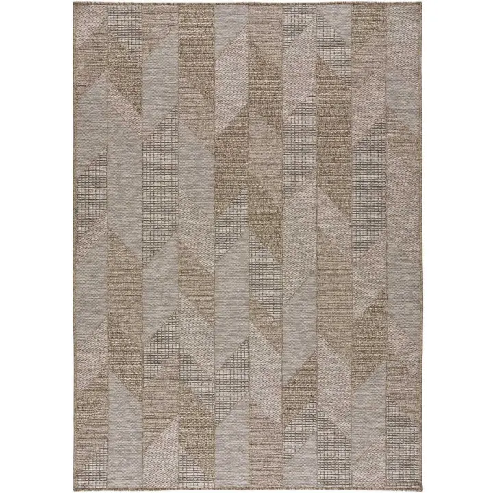 ATTICGO Alfombra de Interior y Exterior Estilo Geométrico en Natural - Oria 605 | 152X230, 190X290, 126X190 cm - 1