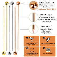 12Pcs Palillos De Cocktail De Acero Inoxidable Herramientas De Barra Para Decoración Y Mezcla De Bebidas Reutilizables - details 0