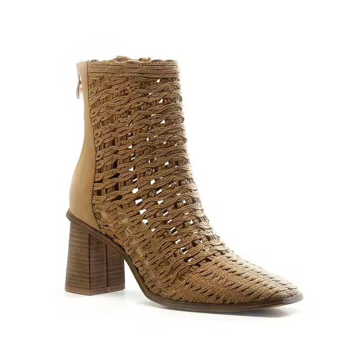 Corina - Botín Primavera Calado Natural o Camel - Elegante Tacón 8 Cms - 1