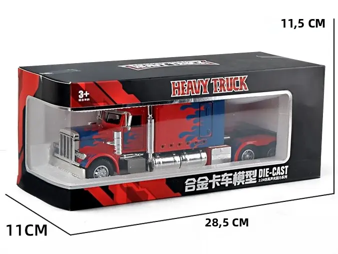 Modelo De Camión Peterbilt 389-Optimus Prime Prototipo 1:24 Con Sonido Y Luz Vehículo De Juguete De Aleación Para Niños - 1