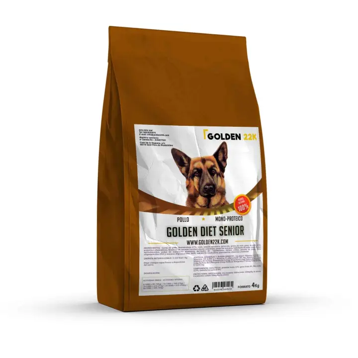 Pienso Golden 22k Golden Diet Senior para perros Senior - a partir de 7 años - Comida seca para perros senior, sabor pollo, alta digestibilidad y palatabilidad, recomendado para todas las razas y tamaños - 1
