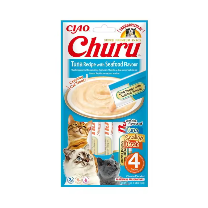 Churu GATO Receta de Atún con Marisco (12 uds. de 4 x 14 g) - 1