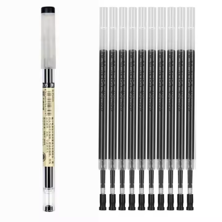 Bolígrafo De Gel Negro Con 10 Núcleos Escritura Suave Y No Fugas Ideal Para Exámenes Y Firmas En Oficina Y Escuela - 1