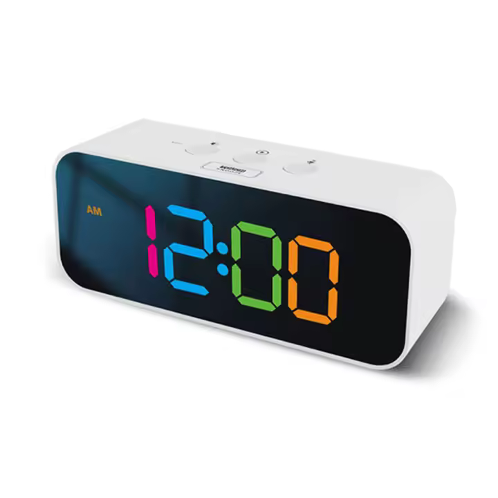 Reloj De Alarma Recargable Con Pantalla LED Y Espejo RGB Colorido Grabación De Sonido DIY Pantalla Digital Moderna - 1