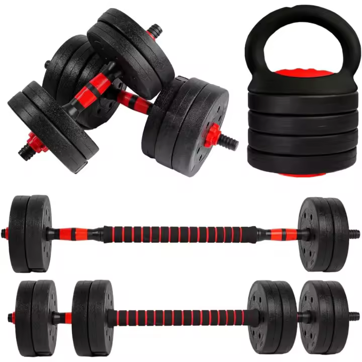 Mancuernas Ajustables【Discos de Cemento | 10-40 kg】con Barra Recta de Conexión | Pesas Ergonómicas para Hombres y Mujeres, Gimnasio en Casa, Fitness (Red/Orange Transformer) - 1