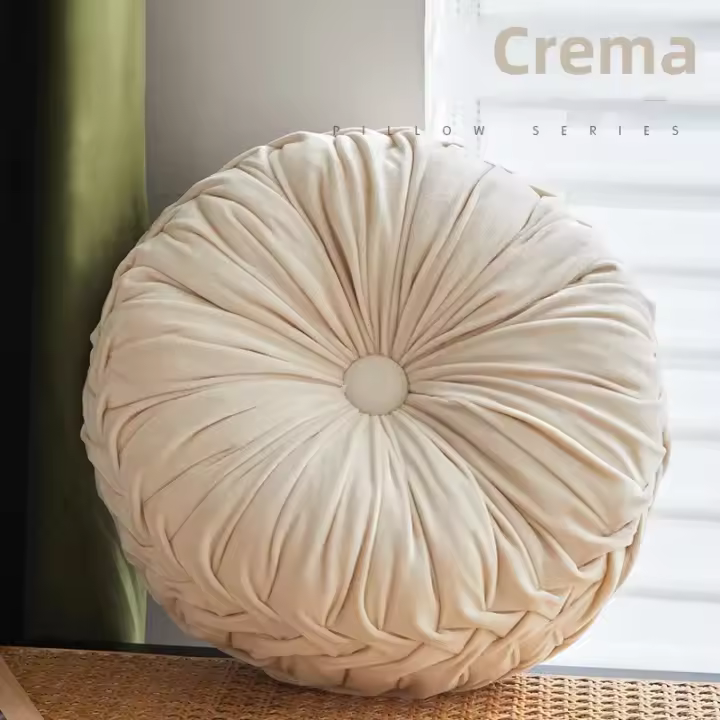 Cojín Redondo De Calabaza De Velours Para Decoración Del Hogar Cojín Grande Plisado Para Sofá Silla Coche Rojo Naranja Decoración De Navidad - 1