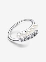 Pandora - Anillo Abierto with Perlas cultivadas de Agua Dulce tratadas y pavé - Plata de Ley - details 0