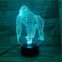 Lámpara LED USB 3D De Animales Orangután Gorila Champanéez Con Control Remoto Cambio De Colores 16 Ilusión De Humor Decoración De Mesa Luz Nocturna - details 4