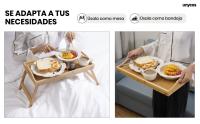 UNYCOS Mesa auxiliar plegable de bambú con divisor para ordenar, lectura y desayuno (work table) - details 5