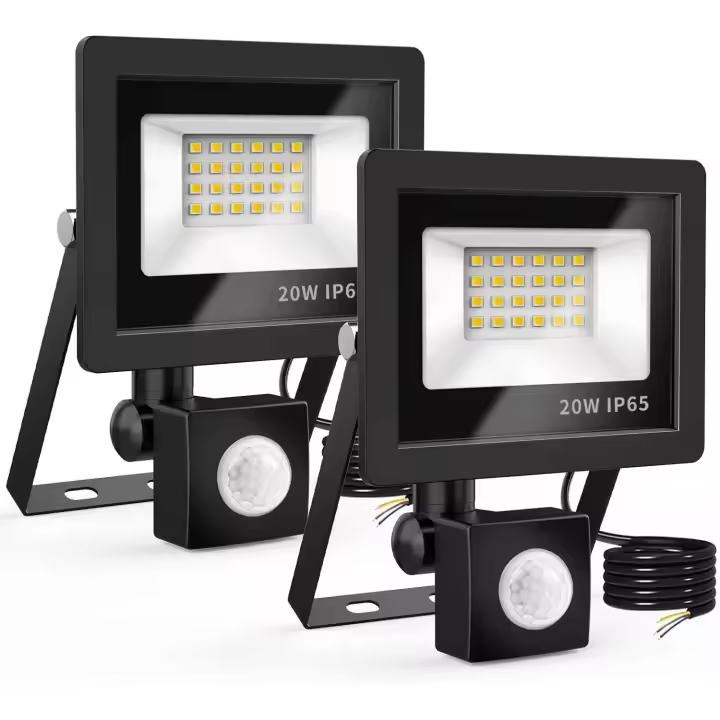 Foco LED para exteriores con sensor de movimiento de 20 W, 24 reflectores LED IP65, iluminación exterior impermeable, foco de 6500 K, 220 V (paquete de 2) - 1