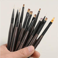 Pincel De Dibujo Para Manicura Y Pintura En Gel UV Con Mango Redondo De Madera Sandalo Uso Para Extensión Y Gradientes - details 1