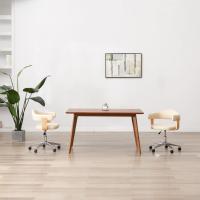vidaXL Silla de oficina giratoria madera curvada cuero sintético negro en color negro y marrón oscuro/Taupé/Crema y más | cómodas modernas ergonómicas para comedor cocina salón hogar - details 2