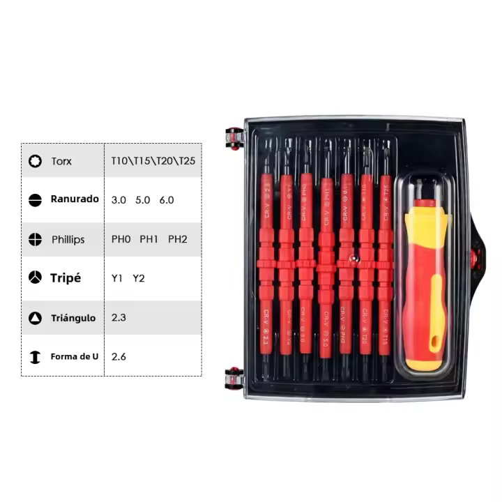 Juego De Destornilladores Insulados 7 En 1 1000V Con Bits Magnéticos De Fijación Para Electricistas Herramientas De Reparación - 1