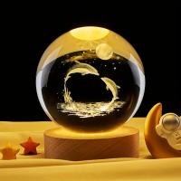 Bola De Cristal 3D Con Diseño De Delfín Lámpara Nocturna De Arte Deco Decoración Para El Hogar Y Las Habitaciones Regalo De Aniversario - details 0