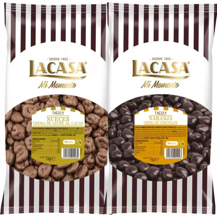 Lacasa Mi momento Pack 2 kg: deliciosas bolas de  Dados de naranja con chocolate Negro y  Nuez con chocolate con Leche - 1