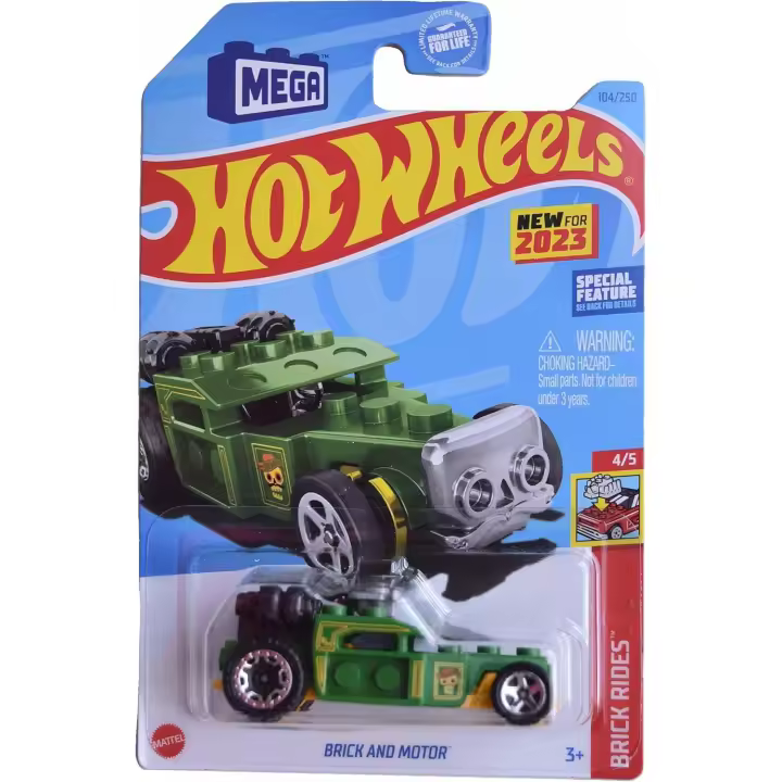 MATTEL - Hot Wheels Brick and Motor - Juegos de ladrillos 4/5 [Verde] 104/250 - Este increíble producto Hot Wheels garantizará diversión para los más pequeños y también será un gran atractivo para los coleccionistas - Recomendado para mayores de 4 años - 1