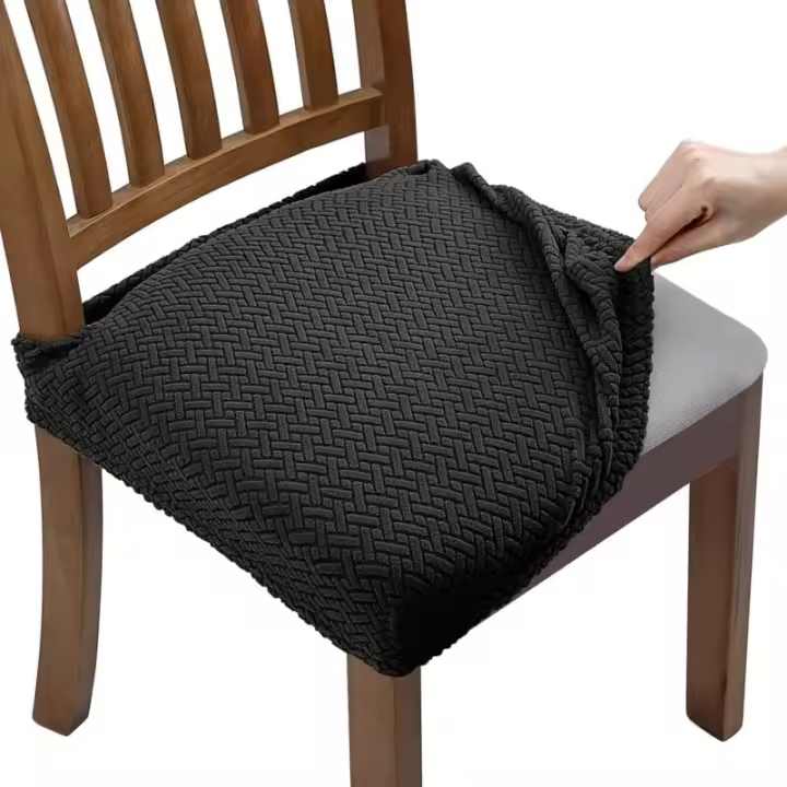 Funda elástica para silla de Jacquard, 4 Uds., funda para asiento de silla de comedor, extraíble y lavable (con correas en D) - 1