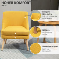 Silla de Salón Dormitorio Toque de Lino Madera Amarillo - details 3