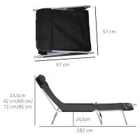 Outsunny Tumbona Plegable y Reclinable de Jardín con Reposacabezas y Respaldo Ajustable en 5 Niveles Tela de Texteline Transpirable 182x56x24,5 cm Marrón - details 6