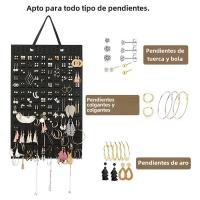 Organizador De Joyas De Pared Vertical Para Collares Pendientes Y Pulseras Bolsa Adhesiva En Color Velishy Material De Algodón - details 4