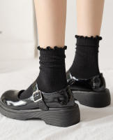 5 Pares De Calcetines De Pies Con Volantes Para Mujer En Color Negro Y Blanco Calcetines De Tobillo Divertidos Y Lindos Algodón Transpirable Moda Calcetines De Pierna Completa - details 5