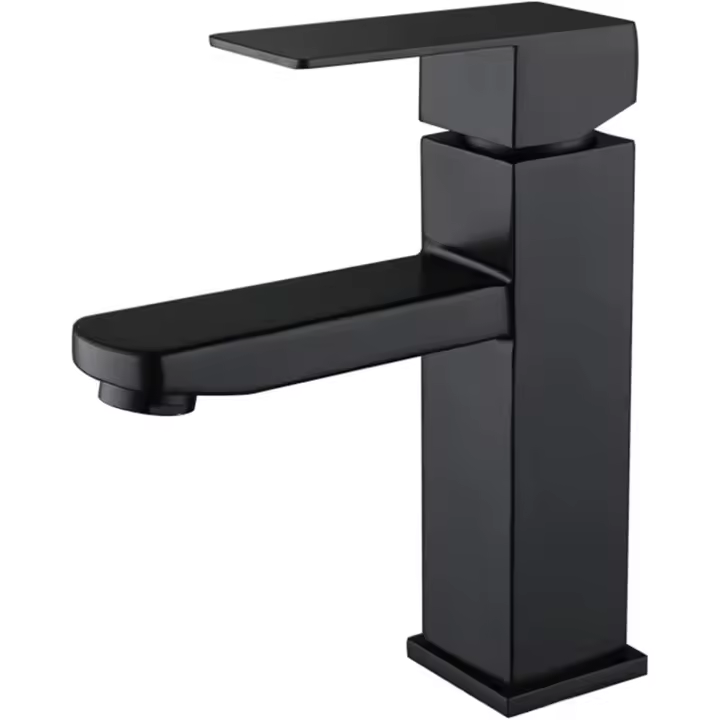 Frift Sola Manija de Lavabo Lavado de Grifo Baño Cubierta Montado Cuenca Tap (Color : 304 Negro) - 1