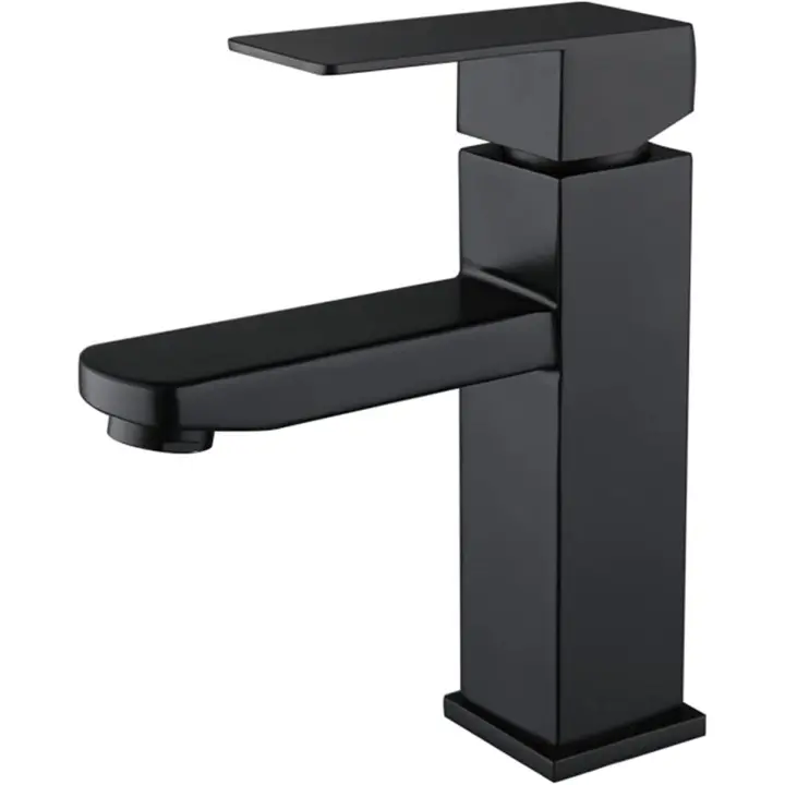 Frift Sola Manija de Lavabo Lavado de Grifo Baño Cubierta Montado Cuenca Tap (Color : 304 Negro) - 1