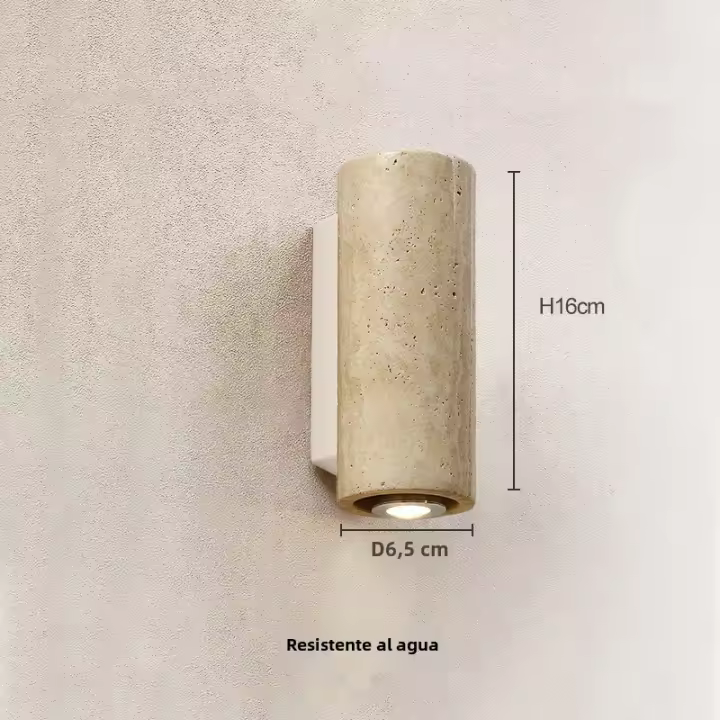 Lámpara De Pared De Piedra Travertino Amarilla Estilo Japonés Wabi-Sabi Para Dormitorio Y Comedor Luz Exterior Retro Diseñador - 1