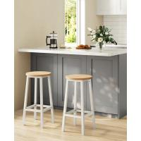 Conjunto de taburetes de bar, juego de 2, sillas redondas para cocina con asientos altos, altura 65 cm, estructura de acero resistente, fácil montaje, estilo industrial - details 7