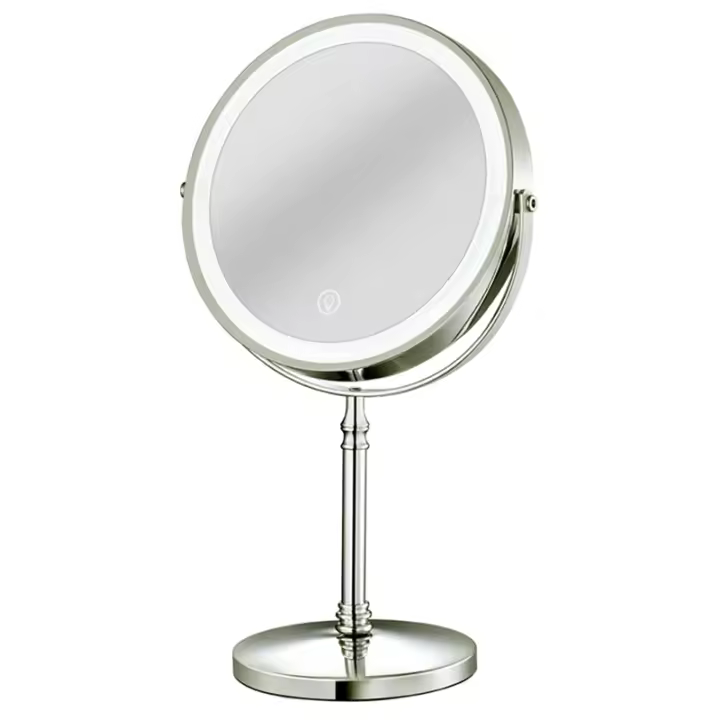 Espejo de maquillaje recargable con LED, espejo cosmético de aumento ajustable, brillo, 3 colores, 2 laterales, 10X - 1